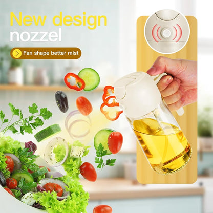 2-in-1 Glass Oil Spray Bottle for Cooking & Pouring | Mist Sprayer & Dispenser | Refillable Kitchen Oil Bottle